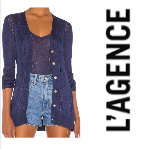 L'AGENCE Navy Blue Cardigan - Picture 1 of 10